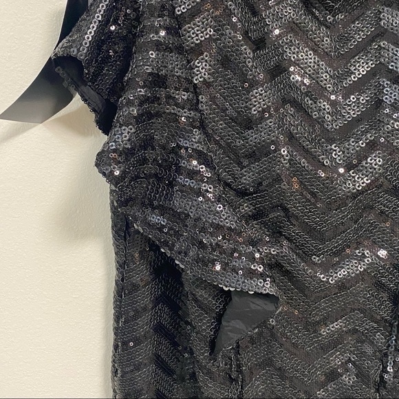 Bebe Dress Women’s Small Black Wonderland Strapless Peplum Sequin Cocktail Dress - Picture 3 of 14